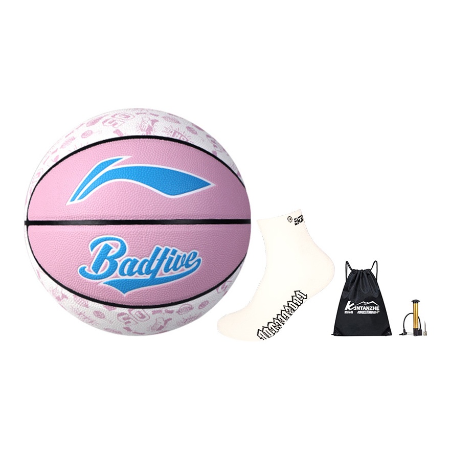 

LINING Badfive PU баскетбольный мяч розовый белый размер 7 тренировочный unisex