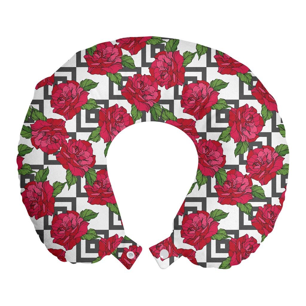 

ABAKUHAUS Roses Дорожная подушка для шеи, Цветы на вложенных квадратах, Пенопластовые дорожные принадлежности для самолетов и автомобилей, 30х30 см, Разноцветные