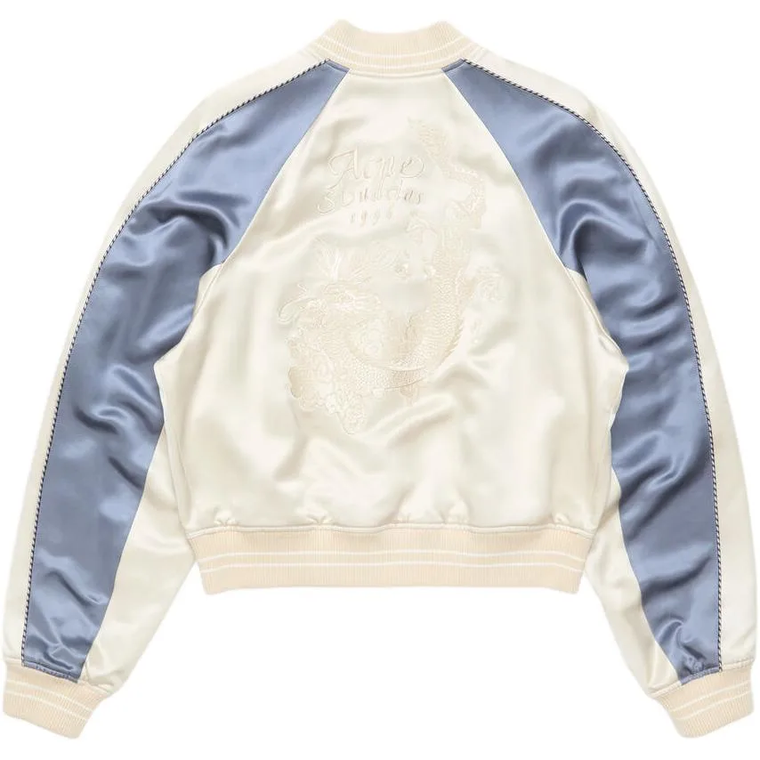 SS26 Satin Bomber Jacket Acne Studios, экрю — фото 3