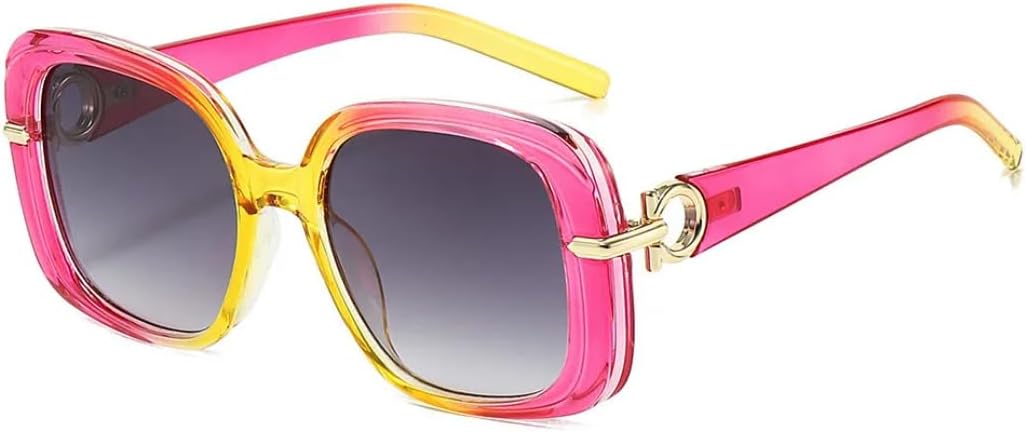 

Винтажные солнцезащитные очки большого размера для женщин и мужчин, роскошные очки в стиле панк, популярная большая оправа, защита от УФ-излучения UV400 HHZZYVY, Pink Yellow Gray