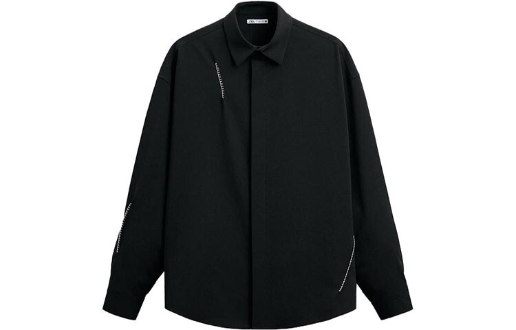 

Рубашка мужская черная Zara, черный