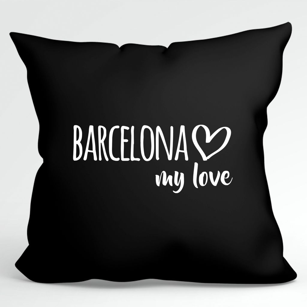 

Подушка Huuraa Barcelona my love, декоративный чехол на подушку без наполнителя, размер 40 х 40 см, черный, для всех поклонников Барселоны, Испания, идея подарка для друзей и семьи Hellweg Druckerei