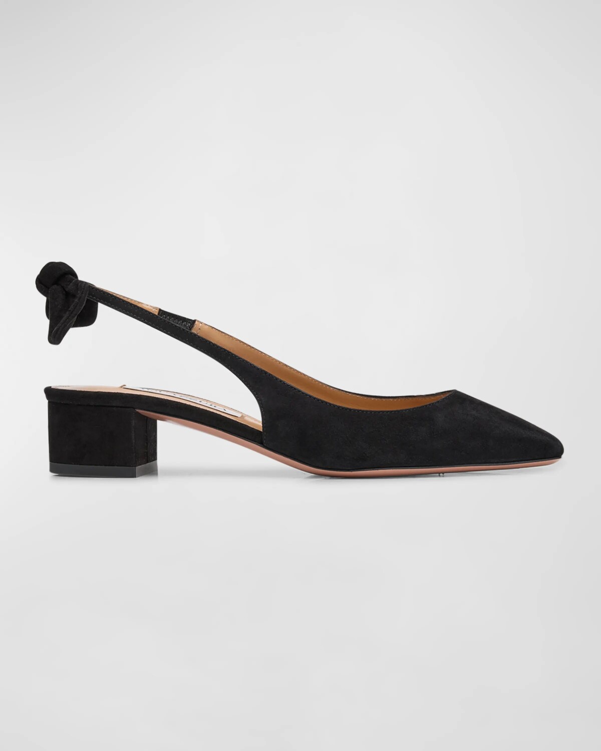 Замшевые балетки с бантом на пятке Aquazzura, цвет Black