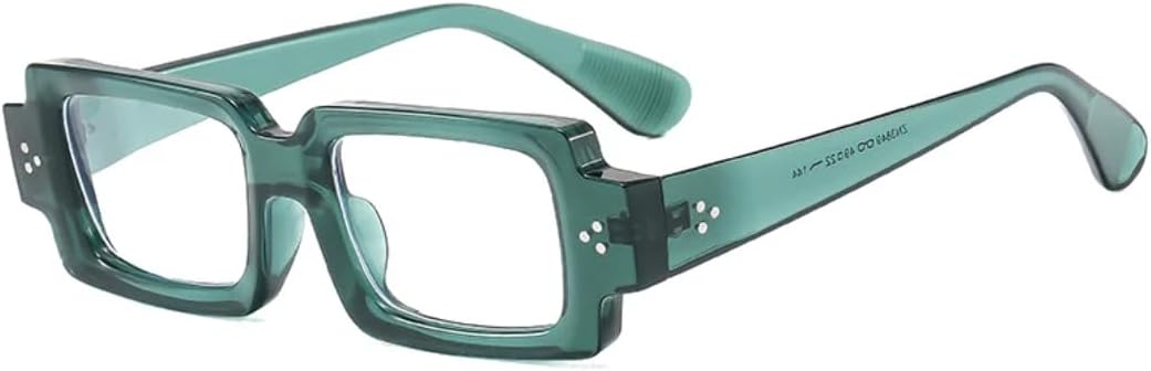 

Ретро маленькие прямоугольные солнцезащитные очки для женщин с заклепками, сине-желтые, с защитой от УФ-излучения UV400, модные мужские очки с прозрачными линзами в оправе UUPTTPL, Green Clear