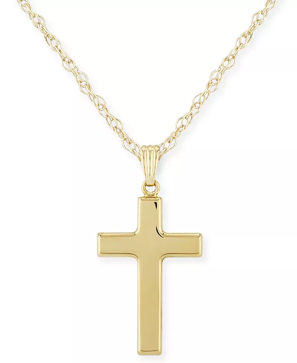 

Ожерелье с плоским крестом из 14-каратного белого или желтого золота Macy'S, gold