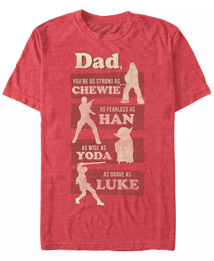 

Футболка с коротким рукавом для мужчин Star Wars "Dad Is Like Chewie Han Yoda And Luke" Fifth Sun, красный
