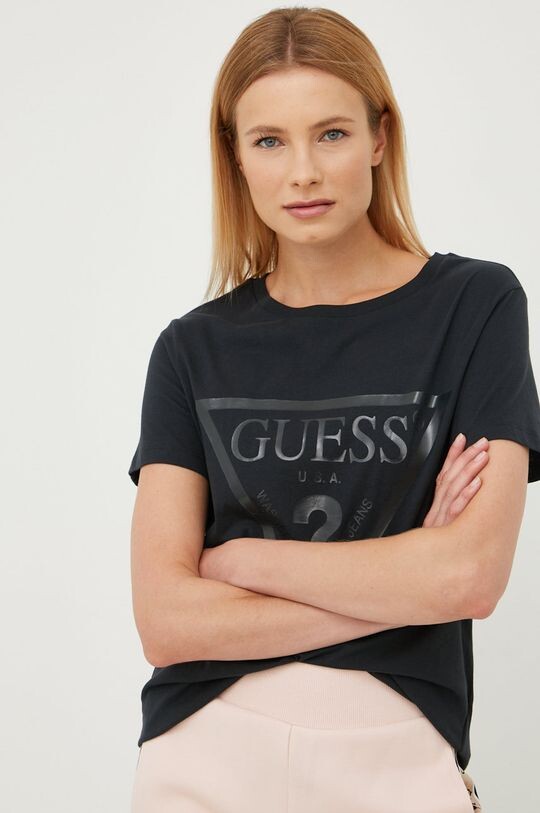 

Хлопковая футболка Guess, черный