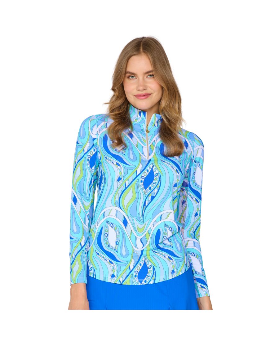 

Топ с длинными рукавами и воротником-стойкой от G Lifestyle G Lifestyle Clothing, Blue Mirage