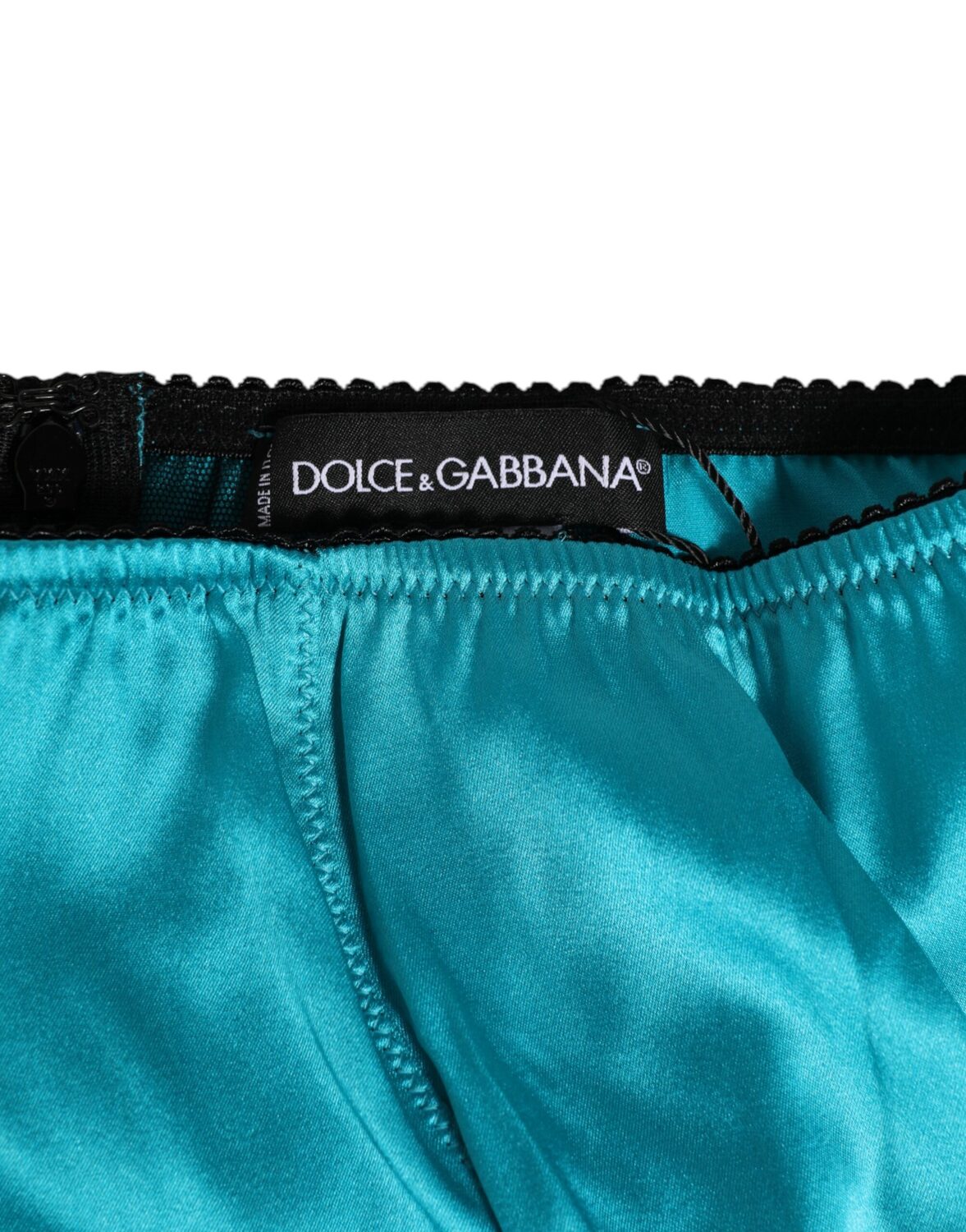 Атласные трусы-брифы с высокой талией цвета морской волны Dolce & Gabbana, Verde Aqua — фото 2