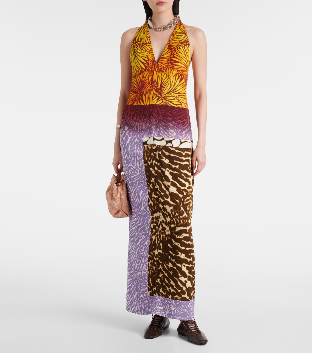 Печатаное макси-платье на бретелях Dries Van Noten, разноцветный — фото 2