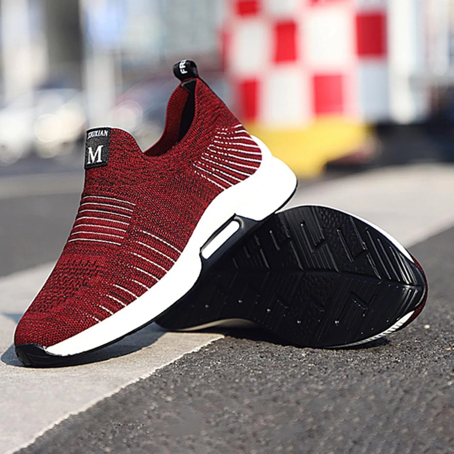 Кроссовки Herrenschuhe mit Erhöhung, lässige Mesh-Sneaker, leichte, atmungsaktive Sportschuhe zum Schnüren mit verstecktem Hebeabsatz für Männer, cm Generic, Rot — фото 3