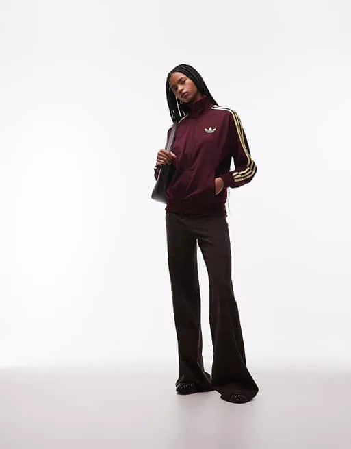 Бордово-желтая спортивная куртка свободного кроя adidas Originals Firebird — фото 4