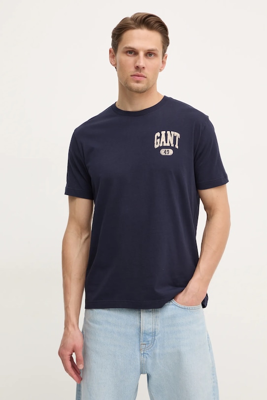 

Хлопковая футболка Gant, темно-синий