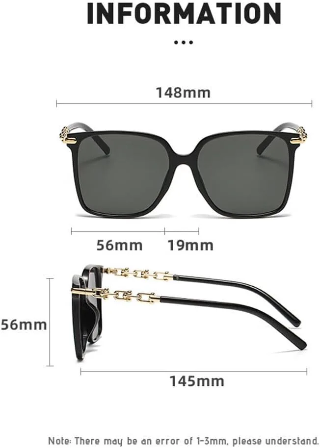 

Женские винтажные солнцезащитные очки с цепочками на дужках и градиентным переходом цвета, модные очки в крупной оправе, стильные для уличной фотосессии TYUVIVO, Gray