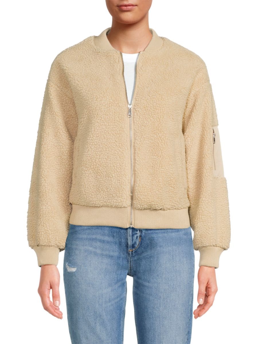 

Короткая куртка из искусственной овчины на молнии Joe's Jeans, кремовый, Бежевый, Короткая куртка из искусственной овчины на молнии Joe's Jeans, кремовый