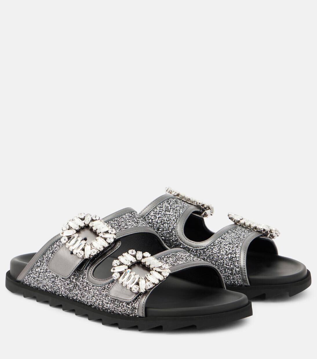 Босоножки с декором Slidy Viv' Roger Vivier, цвет grigio me+cenere sc