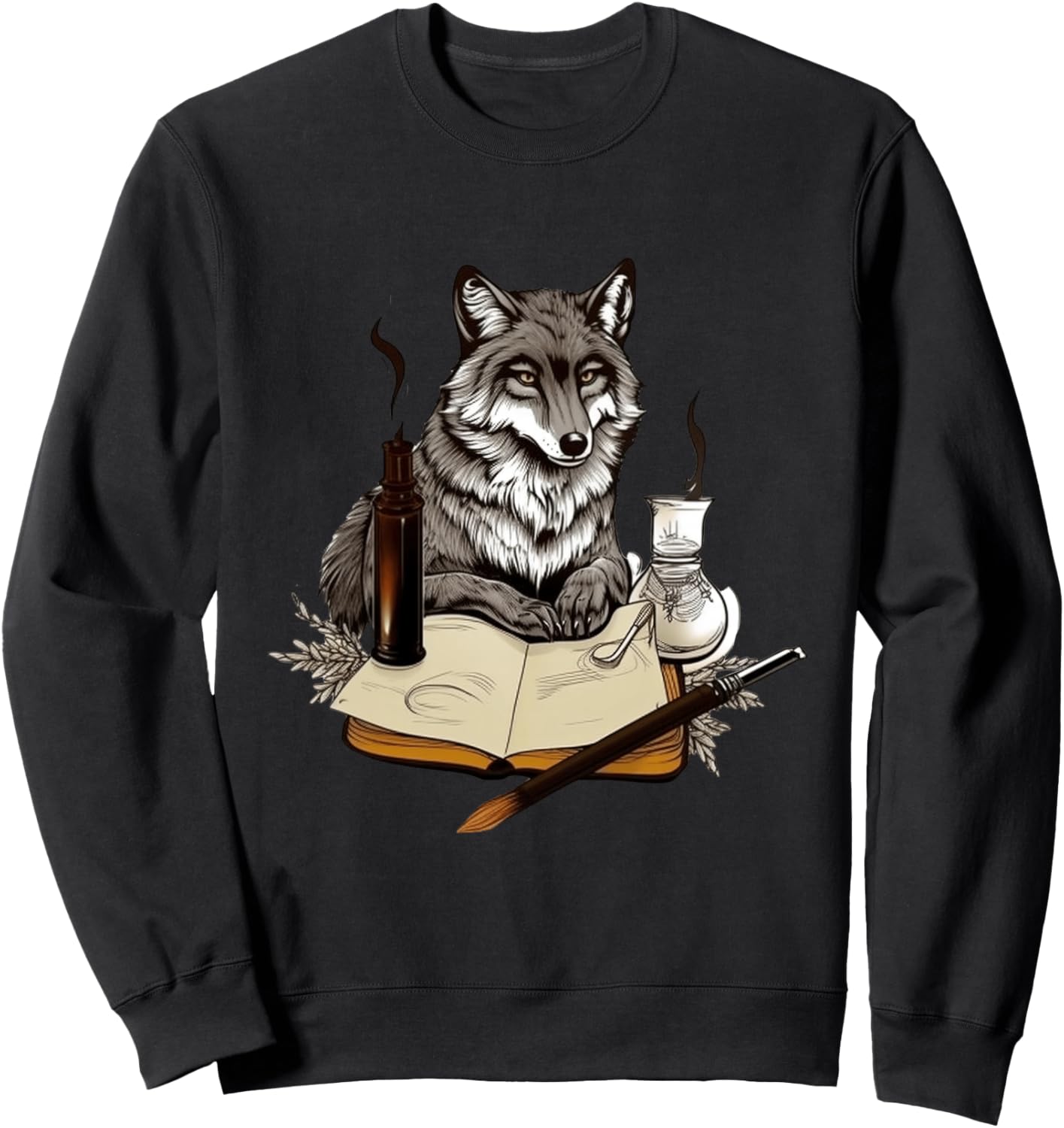 

Толстовка Wolf с рисунком пера и чернильницы Cottage Core, черная Cute Cottagecore Aesthetic Nature Designs, Черный, Толстовка Wolf с рисунком пера и чернильницы Cottage Core, черная Cute Cottagecore Aesthetic Nature Designs