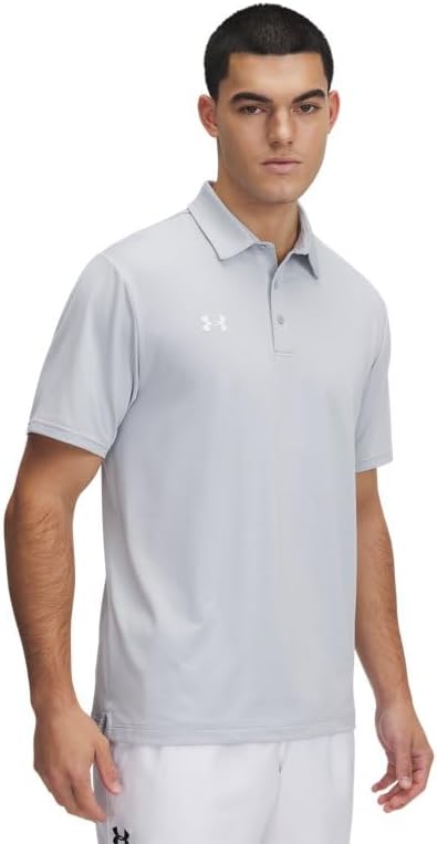 

Under Armour мужская поло Drive Team Stripe - защита от солнца UPF 50, Mod Gray-Wht