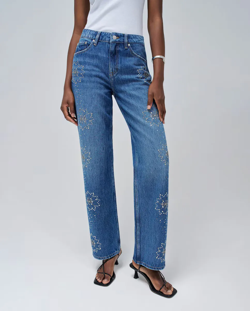 

Настоящие женские джинсы с металлизированными аппликациями Salsa Jeans, синий