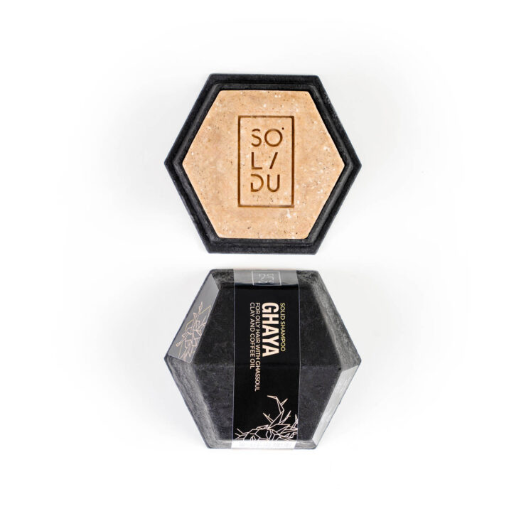 

Твердый шампунь для жирных волос с глиной гасул и кофе ghaya solid shampoo Solidu, вес 65 гр.