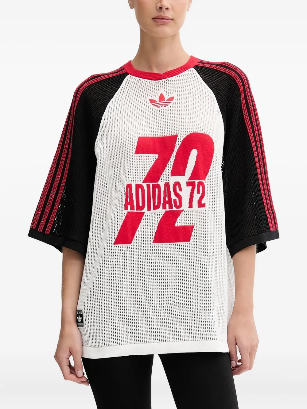 

Сетчатая футболка с рукавами реглан adidas, белый