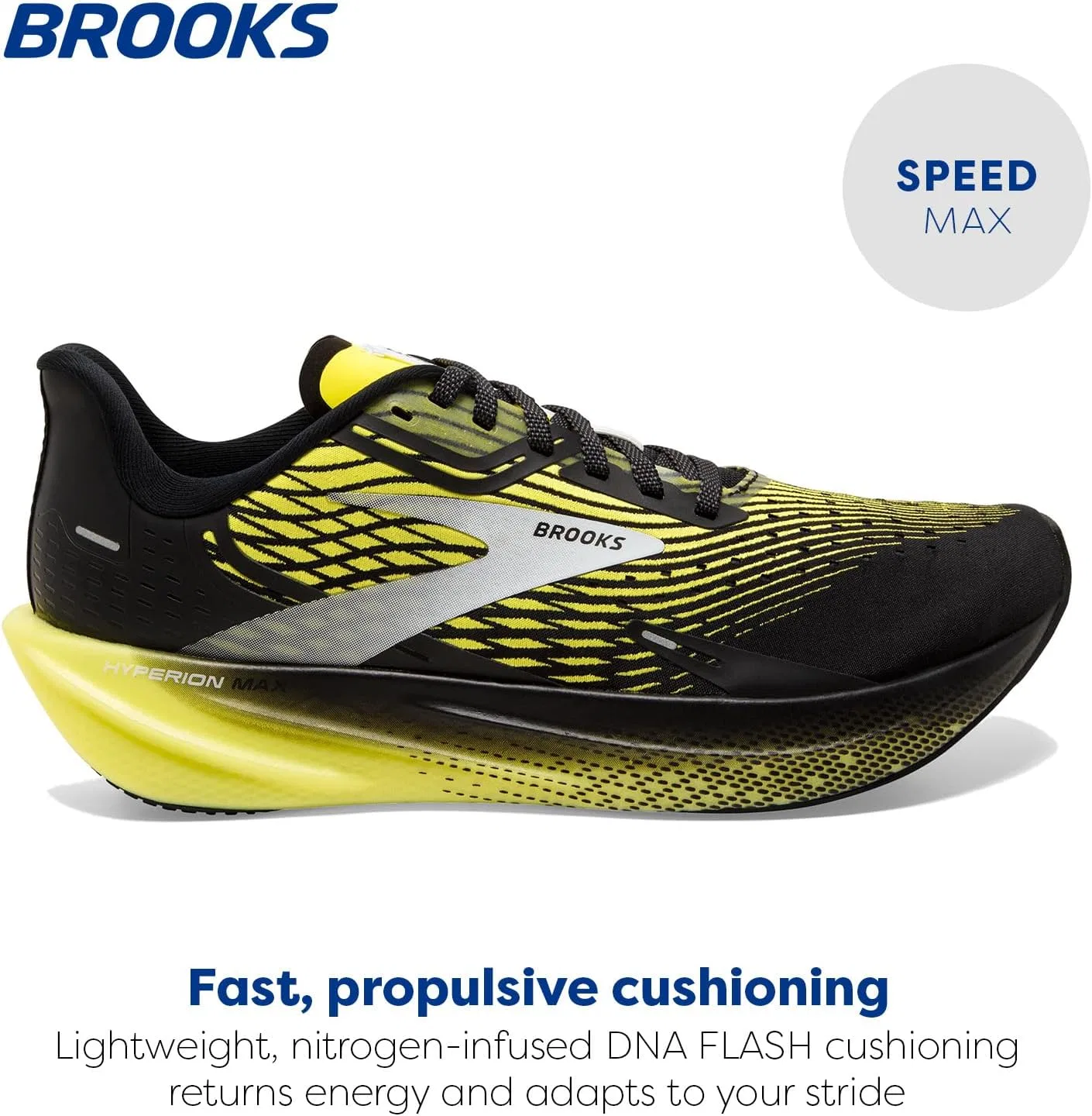 Мужские беговые кроссовки Brooks Hyperion Max, Black Blazing Yellow White — фото 2