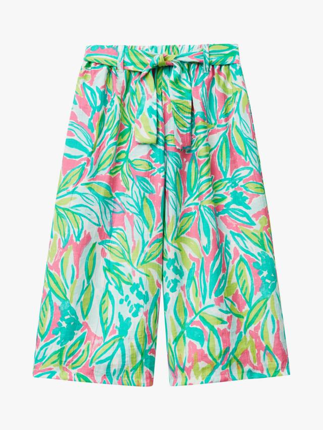 

Детские укороченные брюки с эластичной резинкой и принтом листьев Benetton, Green/Multi