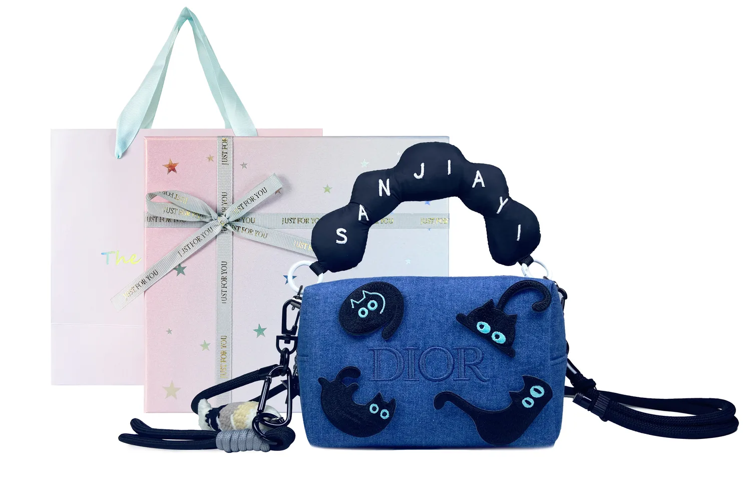 Макияжная сумочка Custom Makeup Bag Magic Pen, Like A Cat Getting Fish, детство, милая, универсальная, повседневная, джинсовая DIOR, Like A Cat Gets Fish-Box