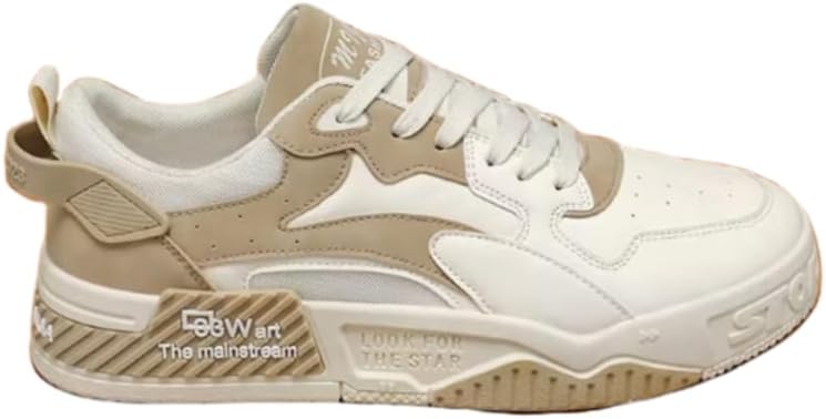 

Мужские дышащие кроссовки низкие - бело-черная расцветка с толстой резиновой подошвой, верх из ПУ и текстильной подкладкой, полосатые акценты - шнурованные туфли для повседневной носки Clolinde