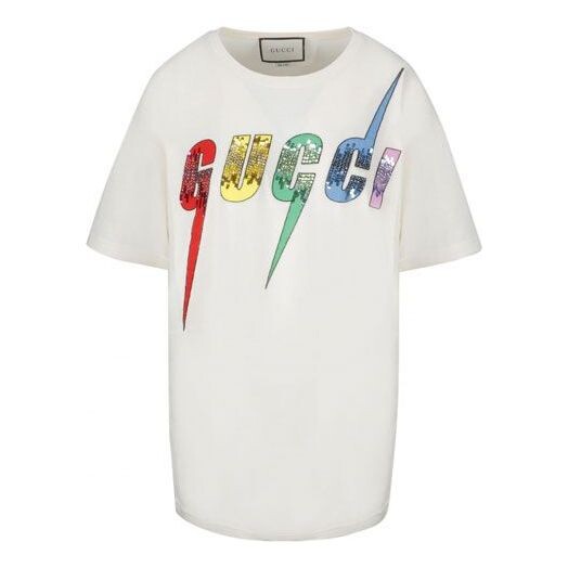 

Футболка sequins lightning short sleeve for white Gucci, белый