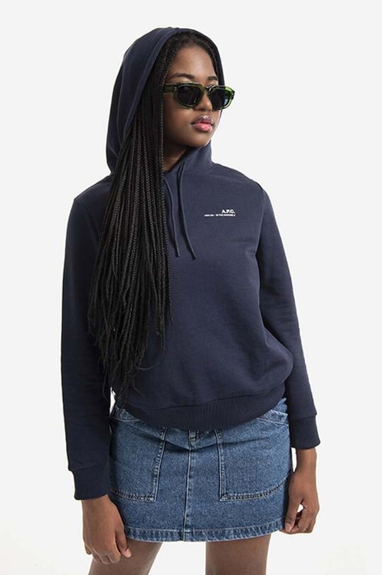 

Хлопковая толстовка Hoodie Item F A.P.C., темно-синий