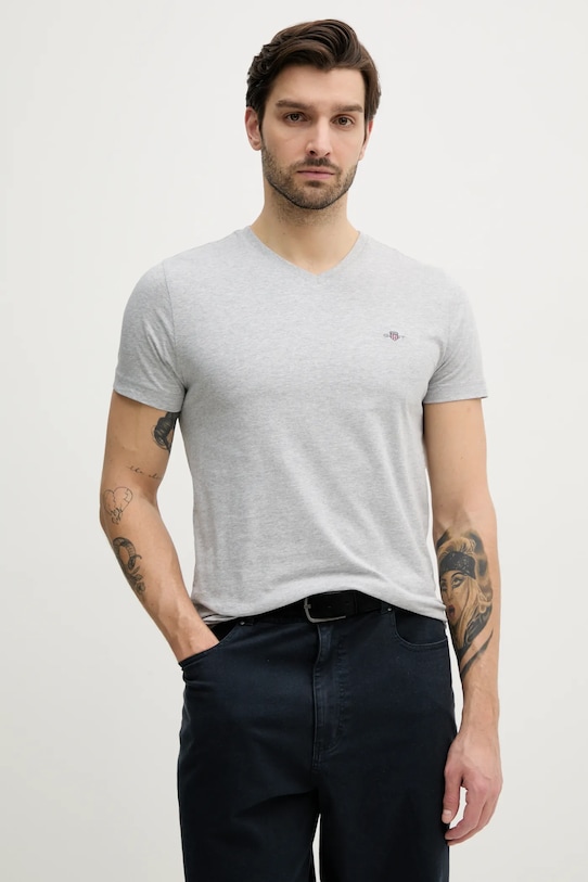

Хлопковая футболка Gant, серый