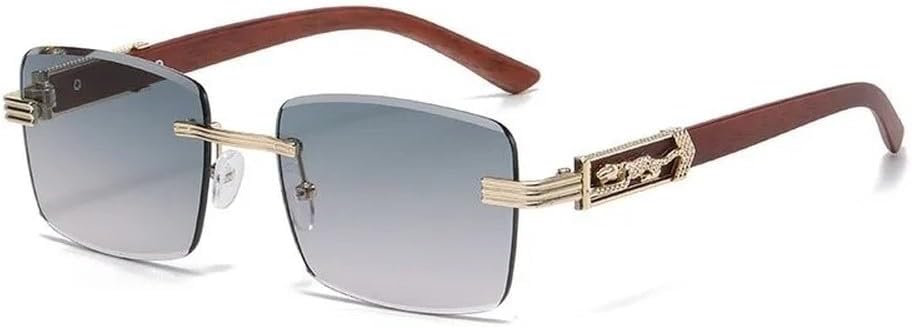 

Солнцезащитные очки с ножками под дерево, с рисунком гепарда, декоративные солнцезащитные очки в стиле ретро, ​​без оправы, прямоугольные, с леопардовым принтом, металлические GHVWYX, Gold-green Pink