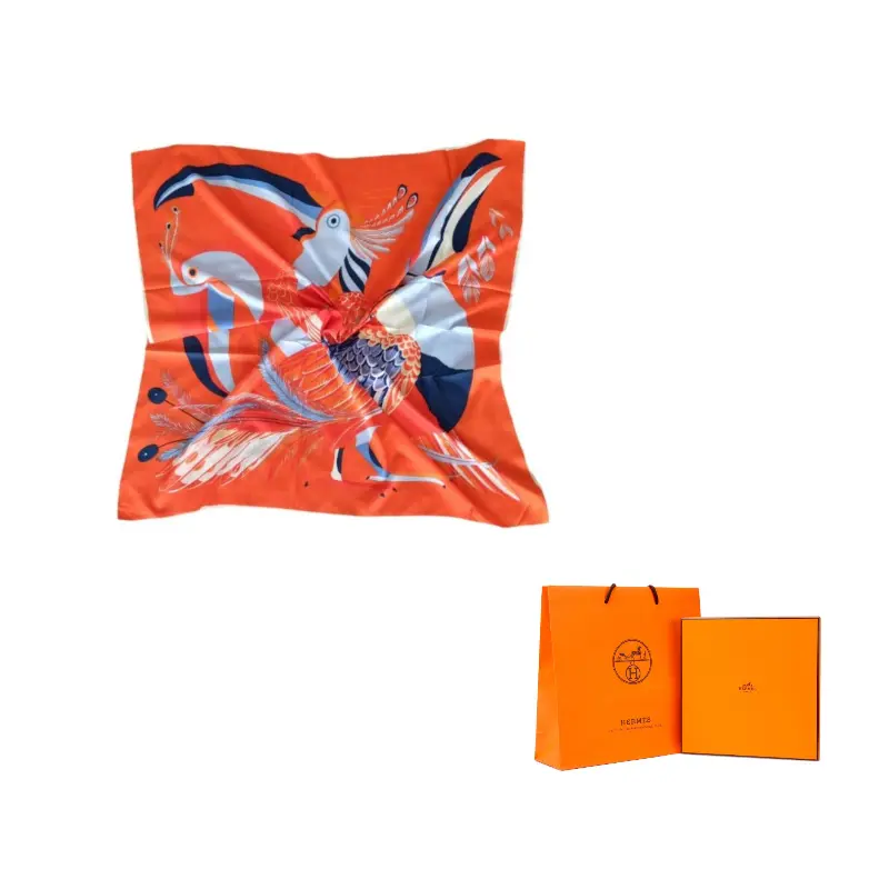 

HERMES Шелковый шарф унисекс оранжевый, Orange