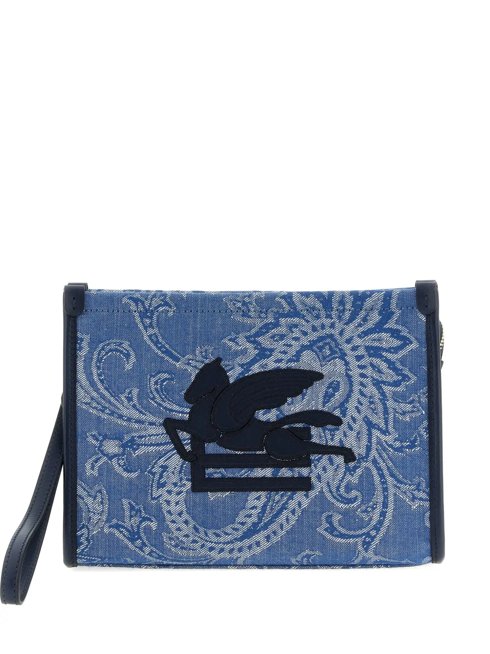 

Клатч с вышитым логотипом и принтом "пейсли" Etro, синий