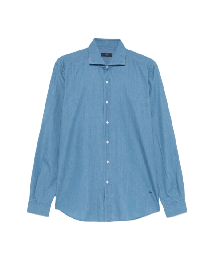 

Джинсовая рубашка с французским воротником Fay, синий