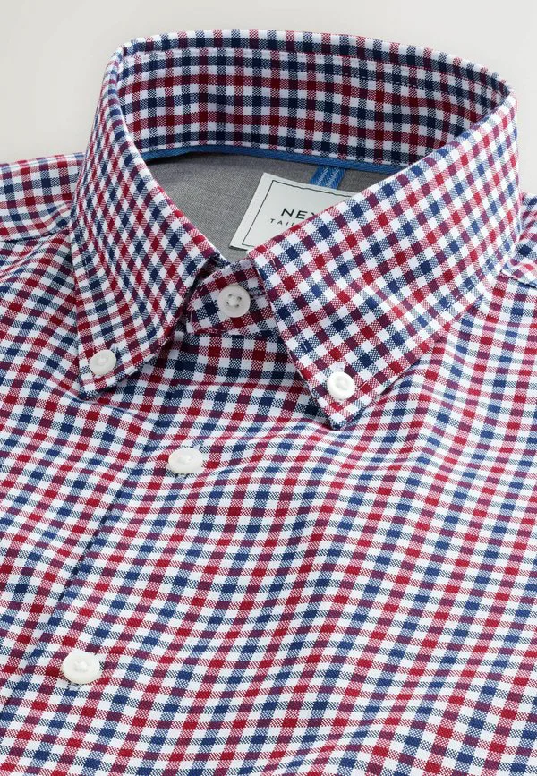 Рубашка оксфорд из 2 штук, легко гладится утюгом. Next, Blue Gingham Red Gingham — фото 4