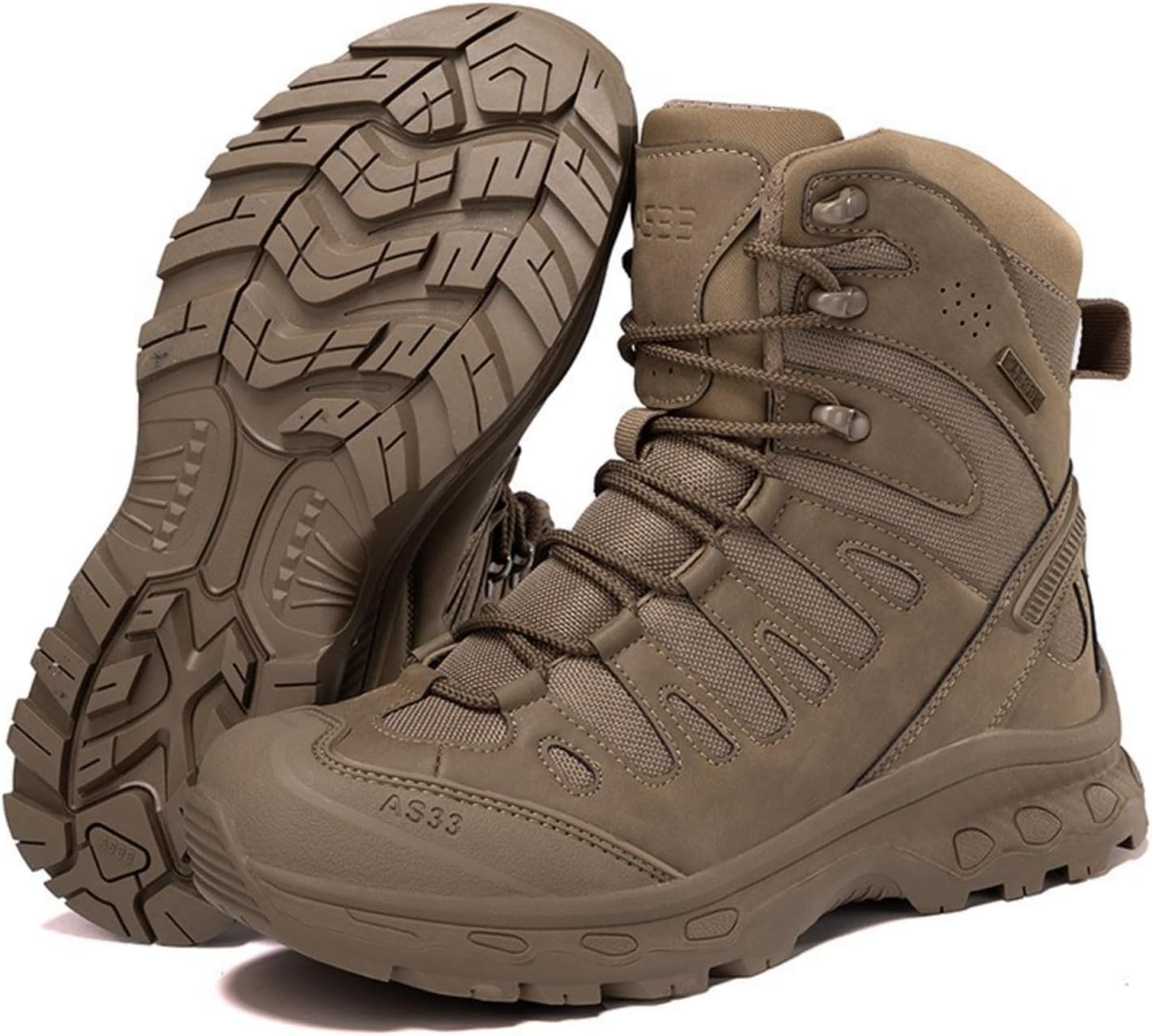 

Мужские тактические военные ботинки с верхом из кожи и сетки, шнуровкой, легкие, прочные, с усилленным задником, немаркой подошвой с отличным сцеплением для походов, восхождений, боевых и активного отдыха на улице Qklmwes, бежевый