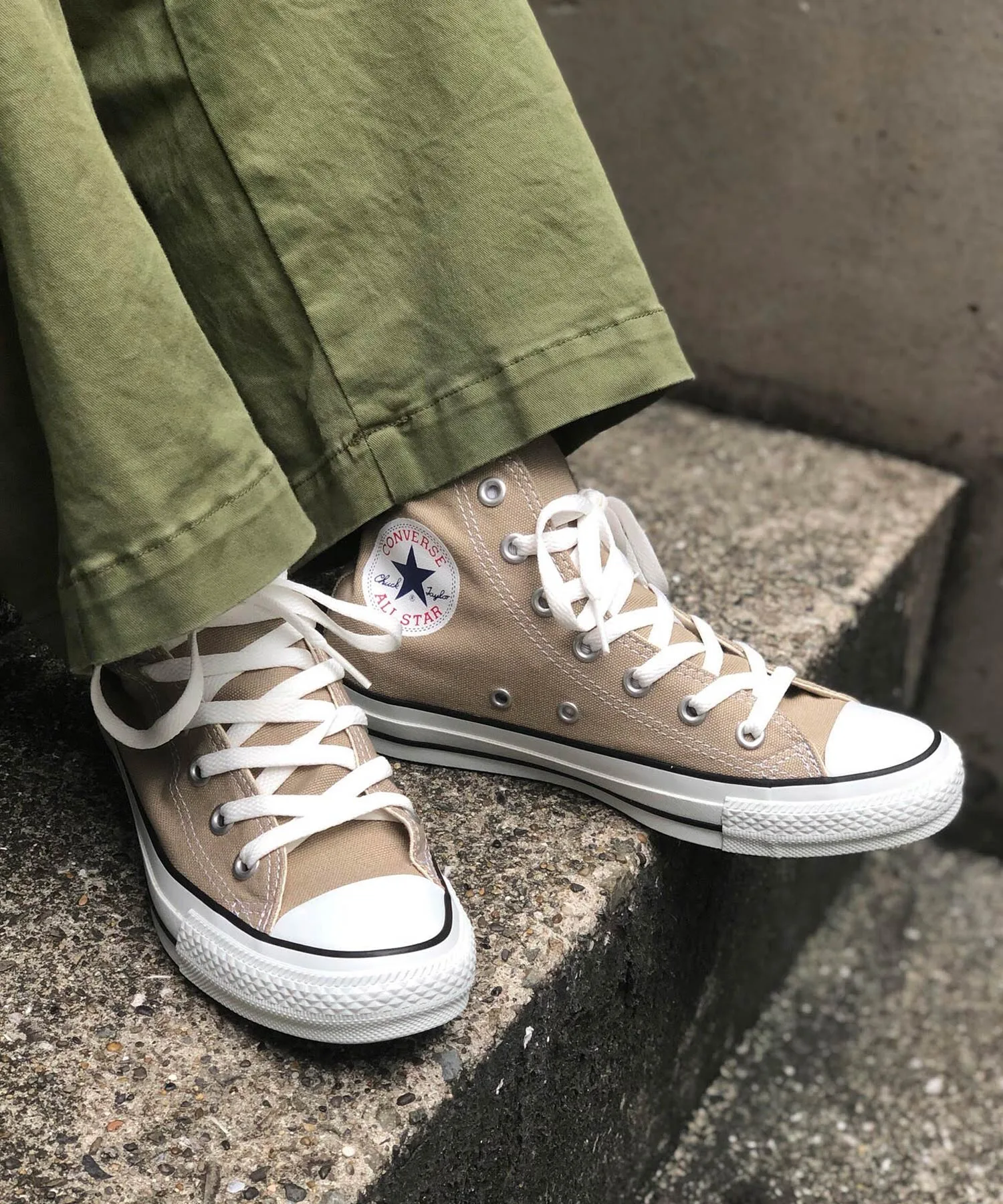 Кроссовки высокие из текстиля CONVERSE ALL STAR COLORS HI бежевые — фото 3