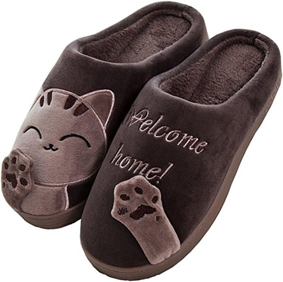 

Мягкие плюшевые тапочки Cliont в виде кошек, теплые зимние тапочки для дома и спальни, нескользящие, для женщин и мужчин, коричневый