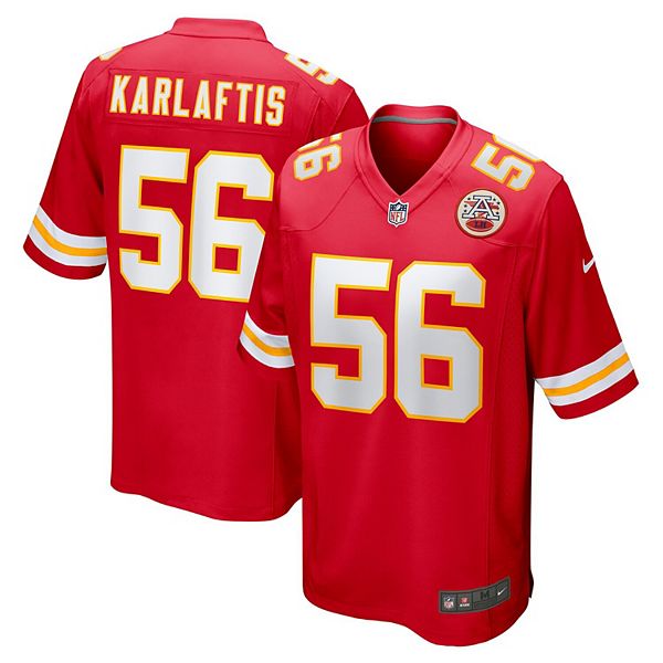 

Мужская игровая футболка Джорджа Карлафтиса Kansas City Chiefs красная Nike