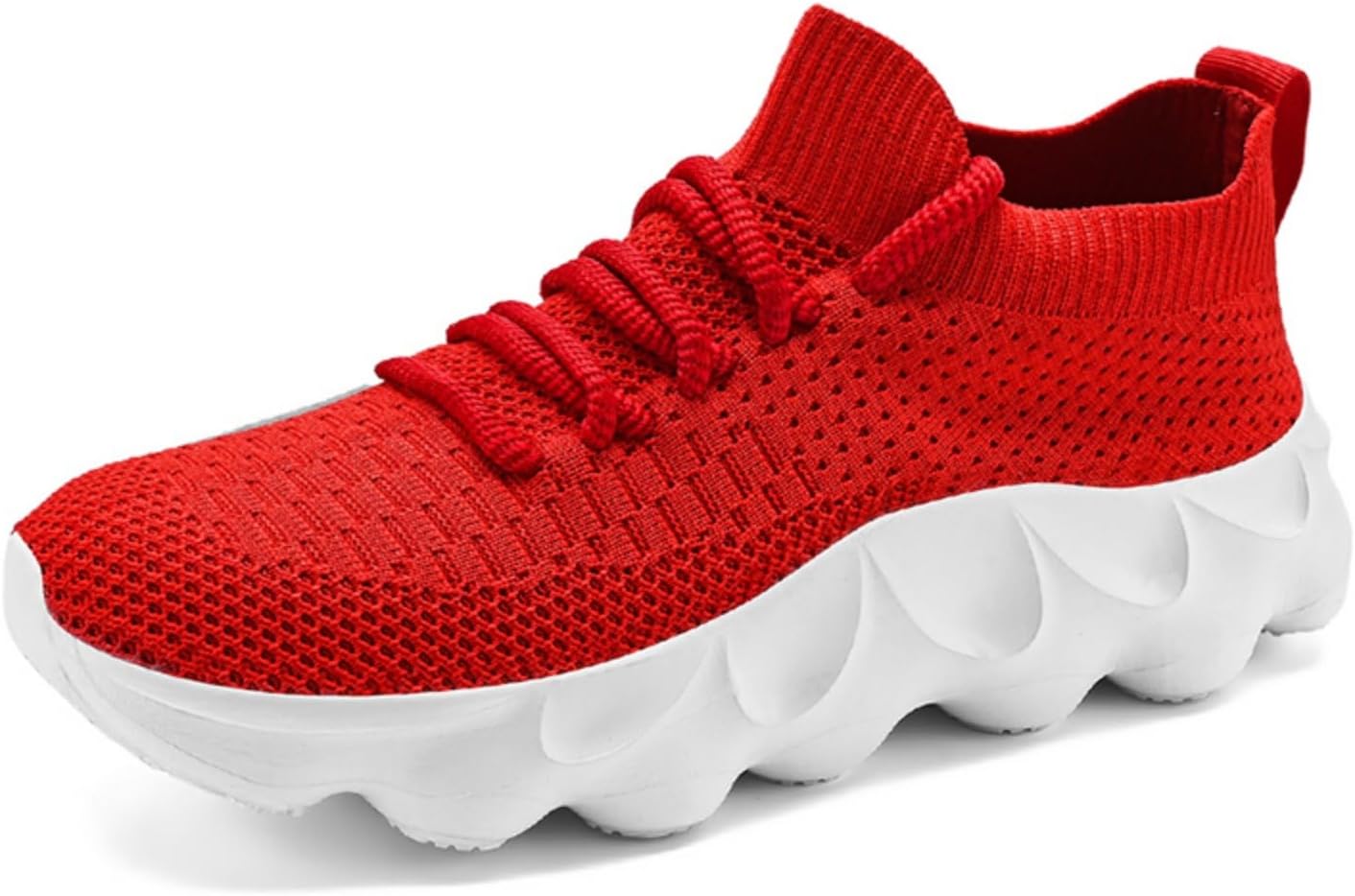 

Мужские красные вязаные кроссовки, стильная подошва как облако, повседневная обувь с дышащей сеткой, комфортные для ежедневной носки Aokisx
