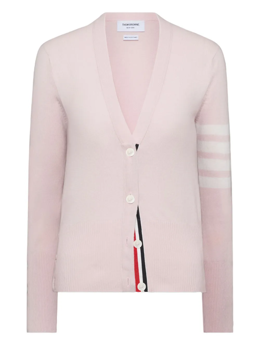 

Кашемировый кардиган с полосками 4-Bar THOM BROWNE, розовый