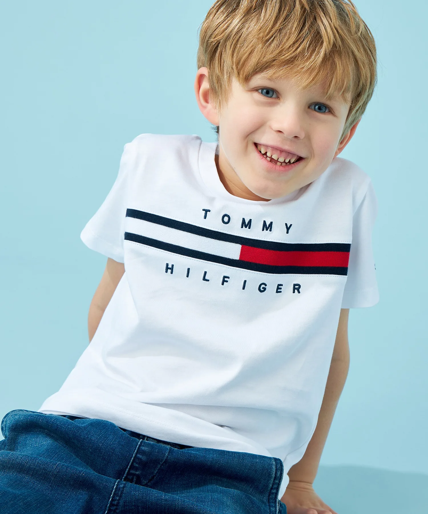 Детская футболка Tommy Hilfiger с логотипом, тёмно-синяя — фото 2