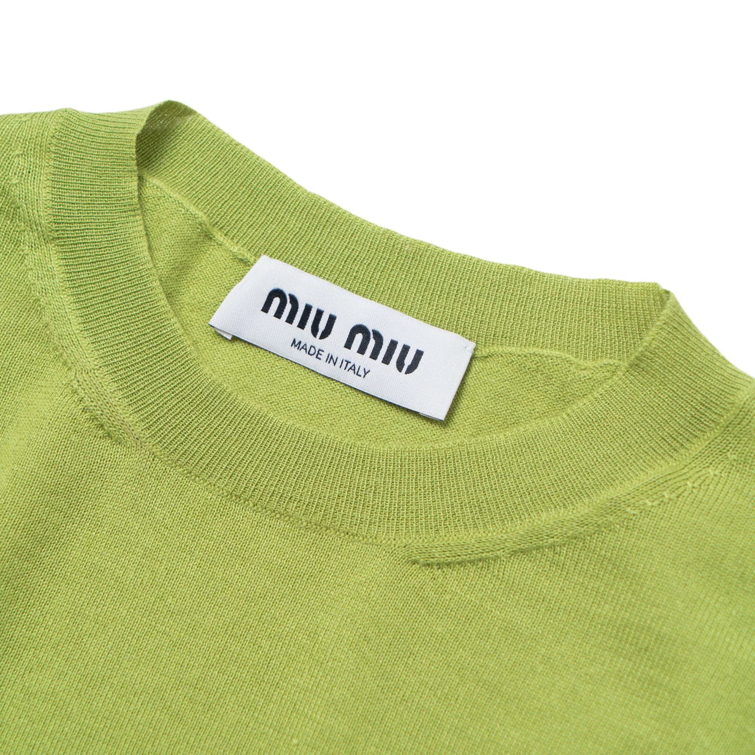 Свитер из кашемира женский yellow green с круглым вырезом MIU MIU — фото 4