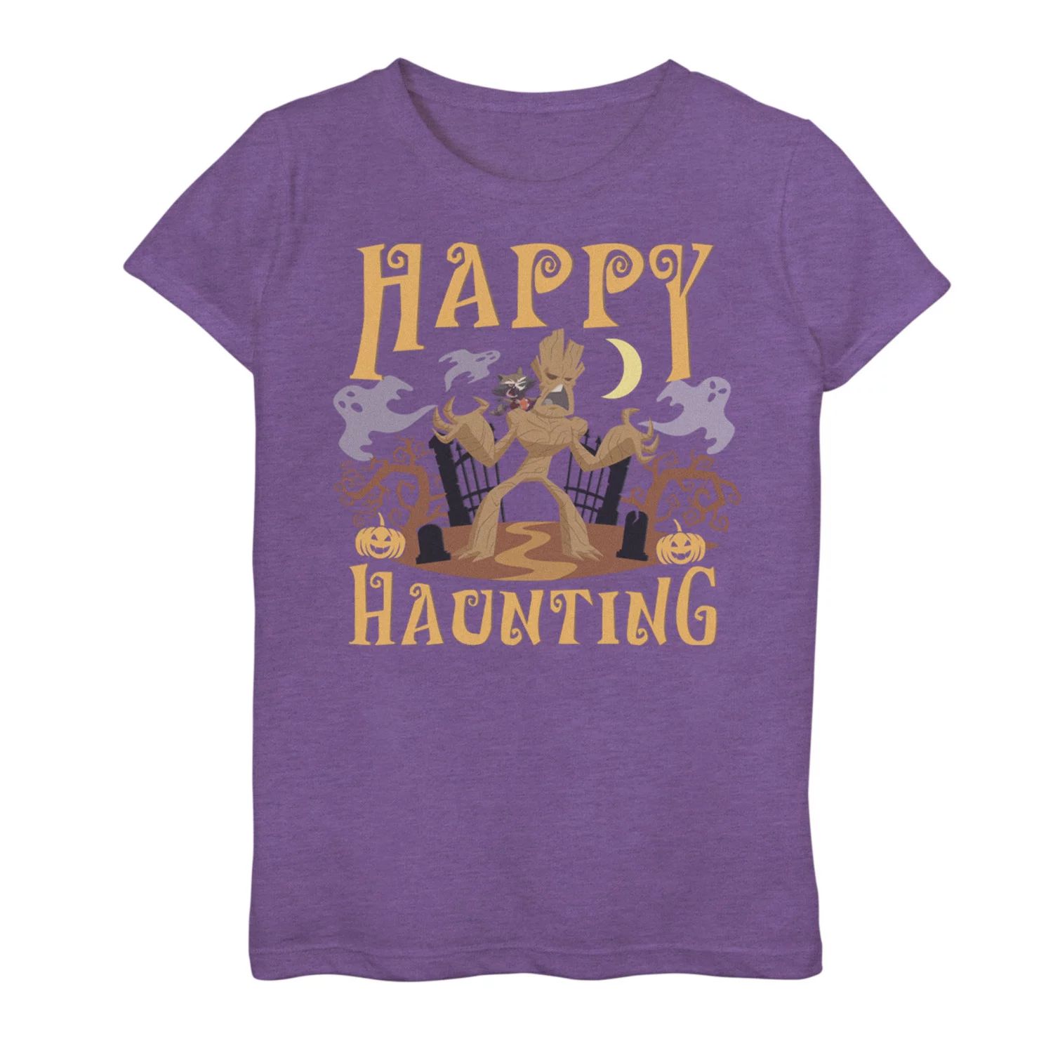 

Футболка с рисунком «Happy Haunting Halloween» для девочек 7–16 лет «Marvel Groot And Rocket» Marvel