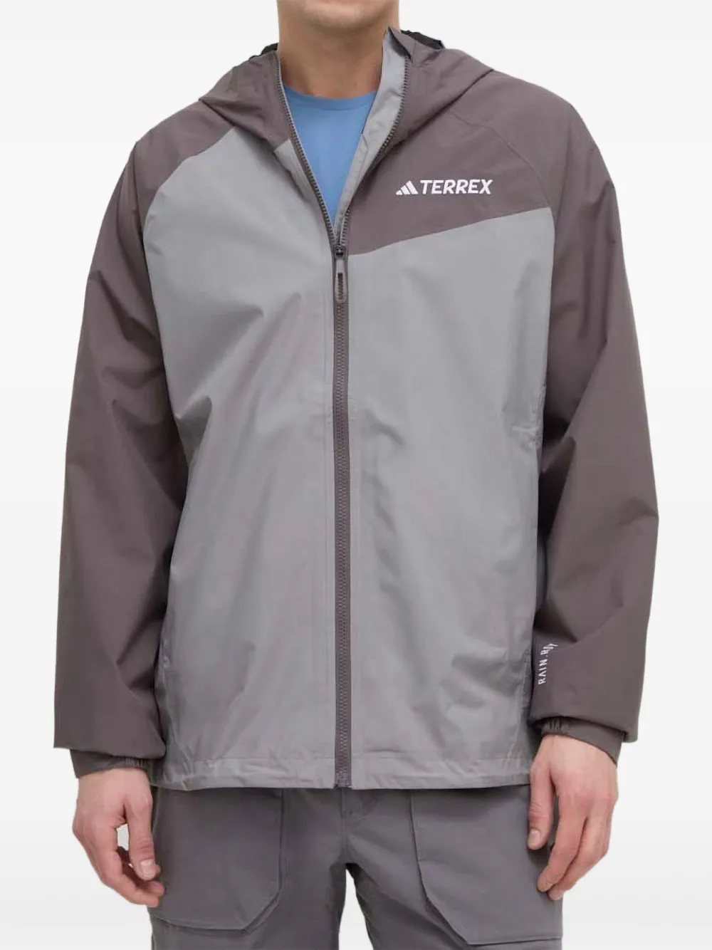 

Куртка с капюшоном и цветными вставками adidas, серый