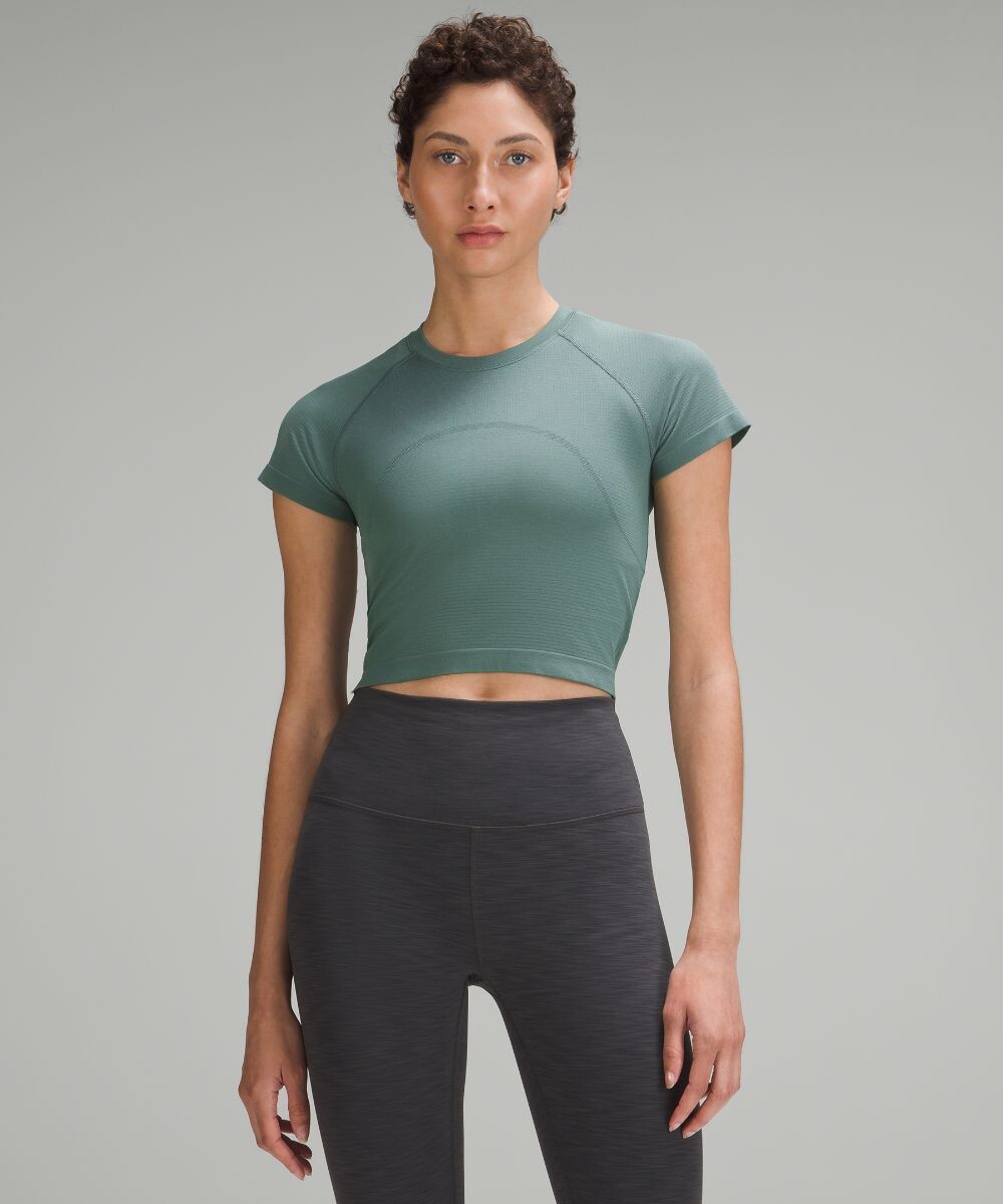 

Укороченная рубашка с короткими рукавами Swiftly Tech 2.0 Lululemon, зеленый