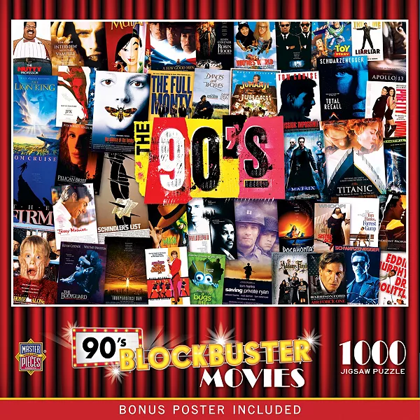 

Шедевры блокбастеров 90-х. Пазл из 1000 деталей для взрослых. Masterpieces Puzzles, multicolor