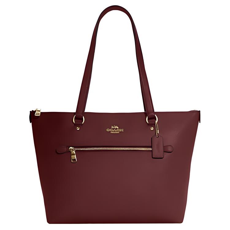 

Сумка-тоут Coach Gallery Cross Grain из кожи, шоппер, через плечо, женская, вишневый красный